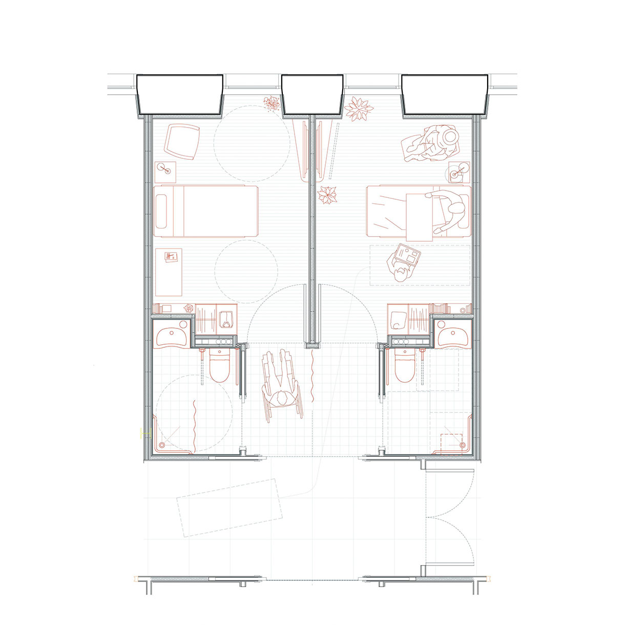 Detail room, Residence and day centre in Es Castell.